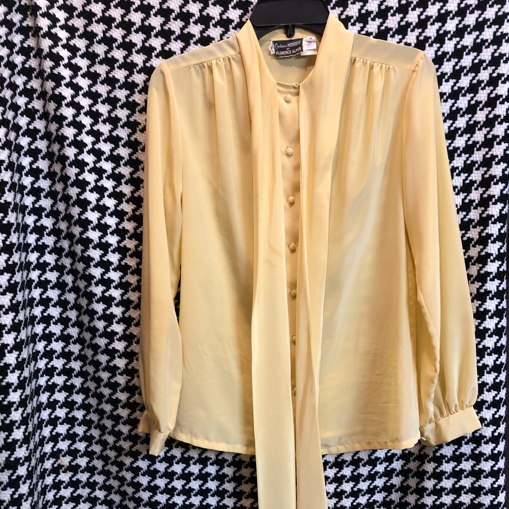 Vintage Tie Blouse - Canary Yellow - Size 10